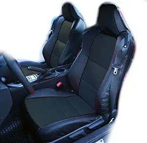 Iggee Black Artificial Leather Custom fit Front seat Cover Designed for Scion FR-S