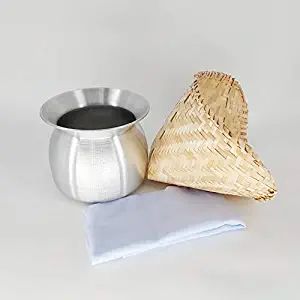Sticky Rice Steamer Pot and Basket with Cotton Cheesecloth Cook Kitchen Cookware Tool