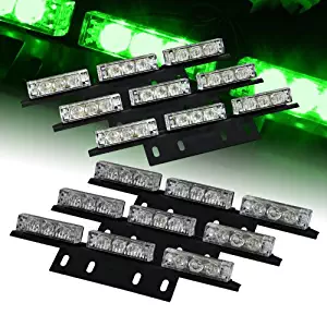 54 Bright Green LED Emergency Flash Strobe Lights Bar for Windshield/Dash/Deck/Grille
