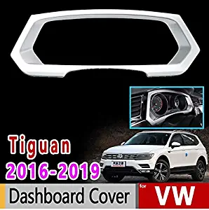 Mathenia Car Parts, for VW Tiguan II MK2 2016 2017 2018 2019 Volkswagen Chrome Carbon Fiber Dashboard Cover High Accessories Car Sticker