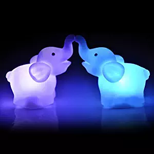 Gbell 2Pcs Cute Elephant LED Night Light for Toddlers Girl Boy Kids Gifts,Baby Nursery Room Decor, Bedside Lamp,7 Colours Changing Party Lamp,for Birthday,Party, Christmas,Holiday,Bars,Cafes