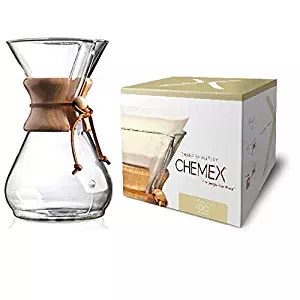 Chemex Classic Series, Pour-Over Glass Coffeemaker, 8-Cup with Chemex Bonded Coffee Filters, Circle, 100ct