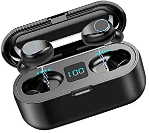 Volt Plus Tech Wireless V5.0 Bluetooth Earbuds Works for BLU Dash X2 IPX7 Touch Waterproof/Sweatproof with Mic, 2000mAh PowerBank Charging case for in Ear Headphones