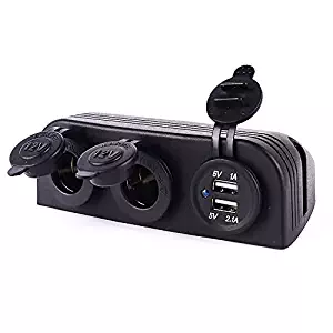 Iztor 12-24V car dual Marine Cigarette Lighter Splitter Power Adaptor Sockets and USB Charger