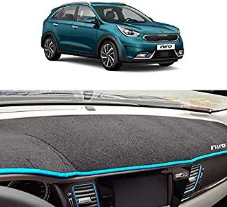 Aoneparts Non-Slip Dash Covers Black with Sky Blue Edge for 2017-2019 KIA NIRO