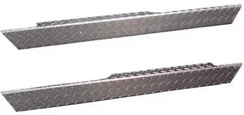 EZGO TXT Golf Cart Rocker Panels - Polished Aluminum Diamond Plate