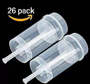 26 Pack Round Shape Clear Push-Up Cake Pop Shooter (Push Pops) Plastic Containers with Lids