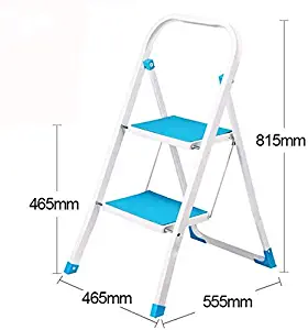 FJX Household 2-Step Folding Ladder, Two-Step Metal Step Stool, Non-Slip Staircase Indoor Pavilion Kitchen Ladder, Flower Stand, Shelf, Folding Chair 3 Colors,Orange