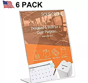 Source One 8.5 X 11-Inches Acrylic Slant Back Sign Holder, Brochure Holder, Pack of 6