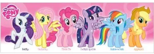 Buyartforless My Little Pony (Pink) Characters 36x12 Art Print Poster Girl Kids Wall Decor Rarity Fluttershy Pinkie Pie Twilight Sparkle Rainbow Dash Apple Dash