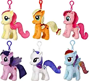 Aurora My Little Pony Friendship is Magic 4.5 Inch Plush Clip On Set of 6 [Rarity, Twilight Sparkle, Applejack, Rainbow Dash, Fluttershy & Pinkie Pie]