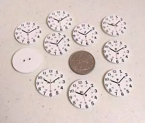 JumpingLight 10 Clock FACE 2-Hole White Wood Buttons 1" (25mm) Scrapbook Craft (9037) Perfect for Crafts, Scrap-Booking, Jewelry, Projects, Quilts