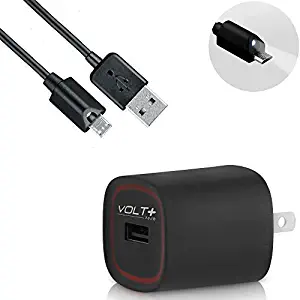 Volt Plus Tech Bright LED Fast 2.1A Wall Kit Works for BLU Dash JR Charger with Extra USB Port and 5Ft Micro-USB Cable Touch Activated LED Light!