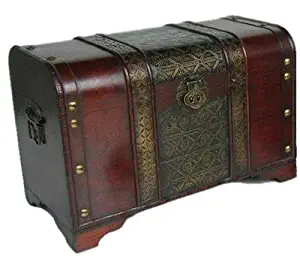 Styled Shopping Old Fashioned Wood Storage Trunk Wooden Treasure Chest - Enhanced Medium Size