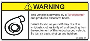 JS Artworks Warning This Vehicle is Turbocharged Vinyl Sticker Decal