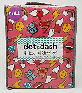 Dot & Dash 4pc Full Sheet Set - Smilies, Diamonds, Hearts, Rainbows, Emojies