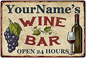 Personalized Wine Bar Sign Decor Custom Signs Retro Rustic Vintage Kitchen Pub Plaque Hanging Wall Art Decorations Man Cave She Shed Your Name Chic Gift 8x12 Metal 108120056001