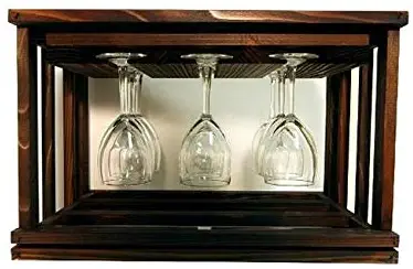 OKSLO Wine cellar innovation mini stack series glass rack, dark walnut stain