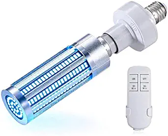 2020 Newest 60W UV Germicidal Lamp, Remote Control Led UVC Light Bulb E26,E27,Suitable for Home, Restaurant,Office, School (Remote Control Timer 30 min / 1 Hour） (60w UV Bulb Remote Control Timer)