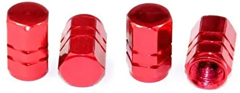 CUTEQUEEN Red Tire Air Valve Caps Fit All Schrader Valve(Pack of 4)