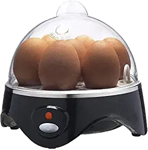 Excelife Electric Egg Cooker, 7 Egg Capacity, Easy and Quick. Auto Shut off Feature, Boiled and Poached Eggs, Scrambled and Omelets, Black