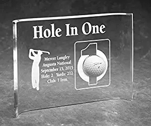 Hole-In-One Golfer Laser Etched 7x10 Acrylic Crescent Award-Male