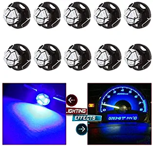 cciyu 10 Pack Blue T5 Neo Wedge 3 SMD Led Bulbs A/C Climate Control LED Light Dash Base Light Lamps 12V