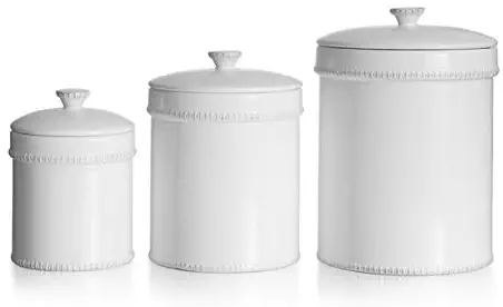 Bianca Dash White 3-piece Canister Set Crafted of Earthenware by American Atelier