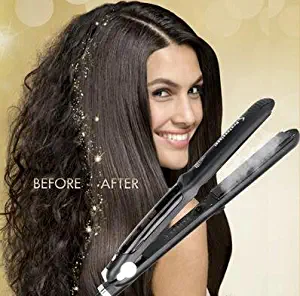 Professional Steam Ceramic Hair Straightener Flat Iron,Hair Salon Steam Styler Ionic Steamer 3-in-1，Straightner Curler Flip-up | For Argan Oil Hair Treatment Vapor，250°F-450°F For Dry & Wet (black)