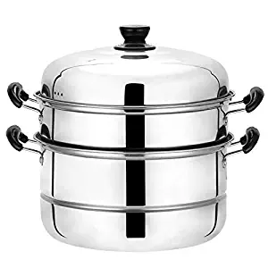 Beeiee 3 Tier Stainless Steel 11.2-Inch Diameter Steamer Cookware Pot Saucepot Multi-layer Boiler