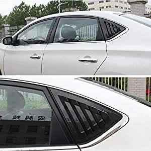 2X Sport Style Carbon Fiber Print Quarter Window Scoops Louvers for Nissan Sentra 2013-2018