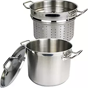 Winware SSDB-16S Stainless 16 Quart Steamer/Pasta Cooker with Cover, Steel