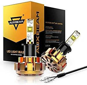 Led Headlight Bulbs Auxbeam F-16 Series H3 Led Headlight Bulb Conversion Kit 60W 6000lm Super Bright LED Chips Fog Light, Halogen Headlight Replacement (Pack of 2)