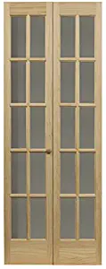 Pinecroft 852726 Traditional Divided Glass French Bifold Intior Wood Door, 30" x 80", Unfinished
