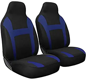 Motorup America High Back Integrated Auto Seat Cover Set - Fits Select Vehicles Car Truck Van SUV - Blue & Black