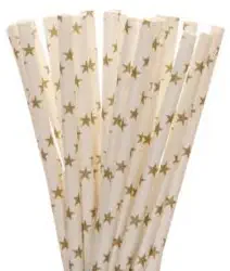 12 Gold Star Straws/Cake Pop Sticks - Custom Decorative Straws from Bakell