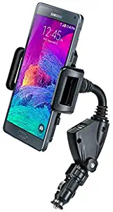 Car Mount Charger Plug Holder Dual USB Port Dock Cradle Gooseneck Swivel for Sprint HTC One Max - Sprint Kyocera DuraForce Pro - Sprint LG G Flex 2 - Sprint LG G Stylo