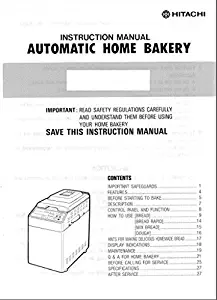 Hitachi Bread Machine Maker Instruction Manual (Model: HB-C301) Reprint [Plastic Comb]