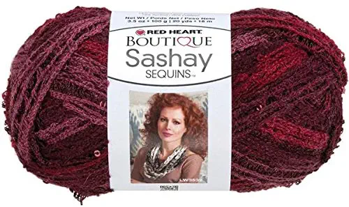 RED HEART Boutique Sashay Sequins Yarn, Cabernet