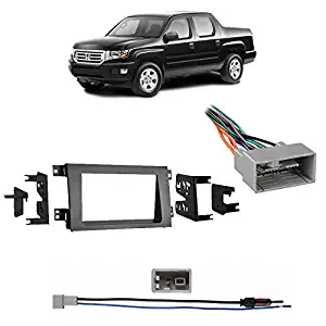 Fits Honda Ridgeline 2009-2014 Double DIN Harness Radio Dash Kit - Gray