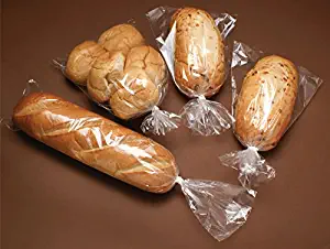 Bread Bags - 6x3x15" Gusset Style Poly Bags - Pack of 100 with 100 Free Bread Ties, keep Food Fresh (100)