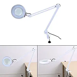 Ozone Facial Steamer 5X Magnifier Table Lamp + Cold Light LED UV Ozone Facial Steamer for Skin Care Clean Spa Salon White (#1)