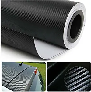 F & B LED LIGHTS 3D Carbon Fiber Film Twill Weave Vinyl Sheet Roll Wrap (36" X 60", Black)