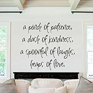 MairGwall Motivation Wall Quotes Decor Kitchen Wall Decal Sticker Dining Room Wall Quotes Wallpaper A Pinch of Patience,A Dash of Kindness,A Spoonful of Laughs,Heaps of Love£¨Large,Black£