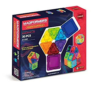 Magformers Basic Rainbow Clear Solid (30-pieces) Set MagneticBuildingBlocks, EducationalMagneticTiles Kit , MagneticConstructionSTEM Toy Set