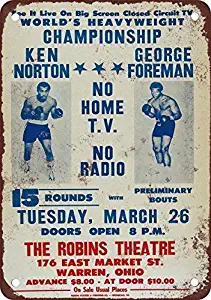 Outdoor Decorative Aluminum Signs 16x12,1973 Ken Norton vs. George Foreman in Ohio,Apply to Man Cave Home Bar or Restaurant Look for Home Pub Restaurant Bar