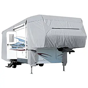 North East Harbor Waterproof Superior 5th Wheel Toy Hauler RV Motorhome Cover Fits Length 26'-29' New Fifth Wheel Travel Trailer Camper Zippered Panels Heavy Duty 4 Layer Fabric