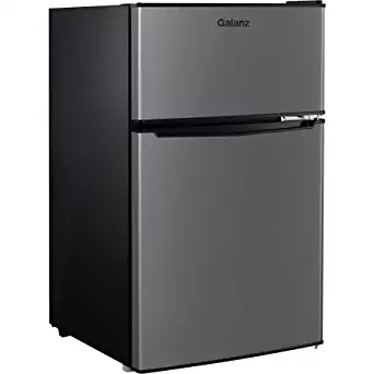 Galanz 3.1cu ft Stainless Steel Look Double Door Compact Refrigerator