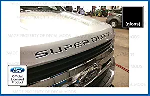 Decal Mods (2017-2020 Hood Grille Decal Sticker Letter Inserts Inlays (Thin) for Ford F250 F350 F450 Super Duty - Black (Gloss) - CB