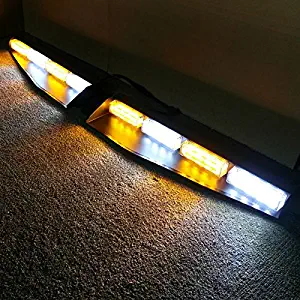 VSLED 2-16 LED 96 Watt Car Truck Emergency Beacon Light Bar Exclusive Split Visor Deck Dash Strobe Warning LightBar Amber/White/Amber/White LightBar